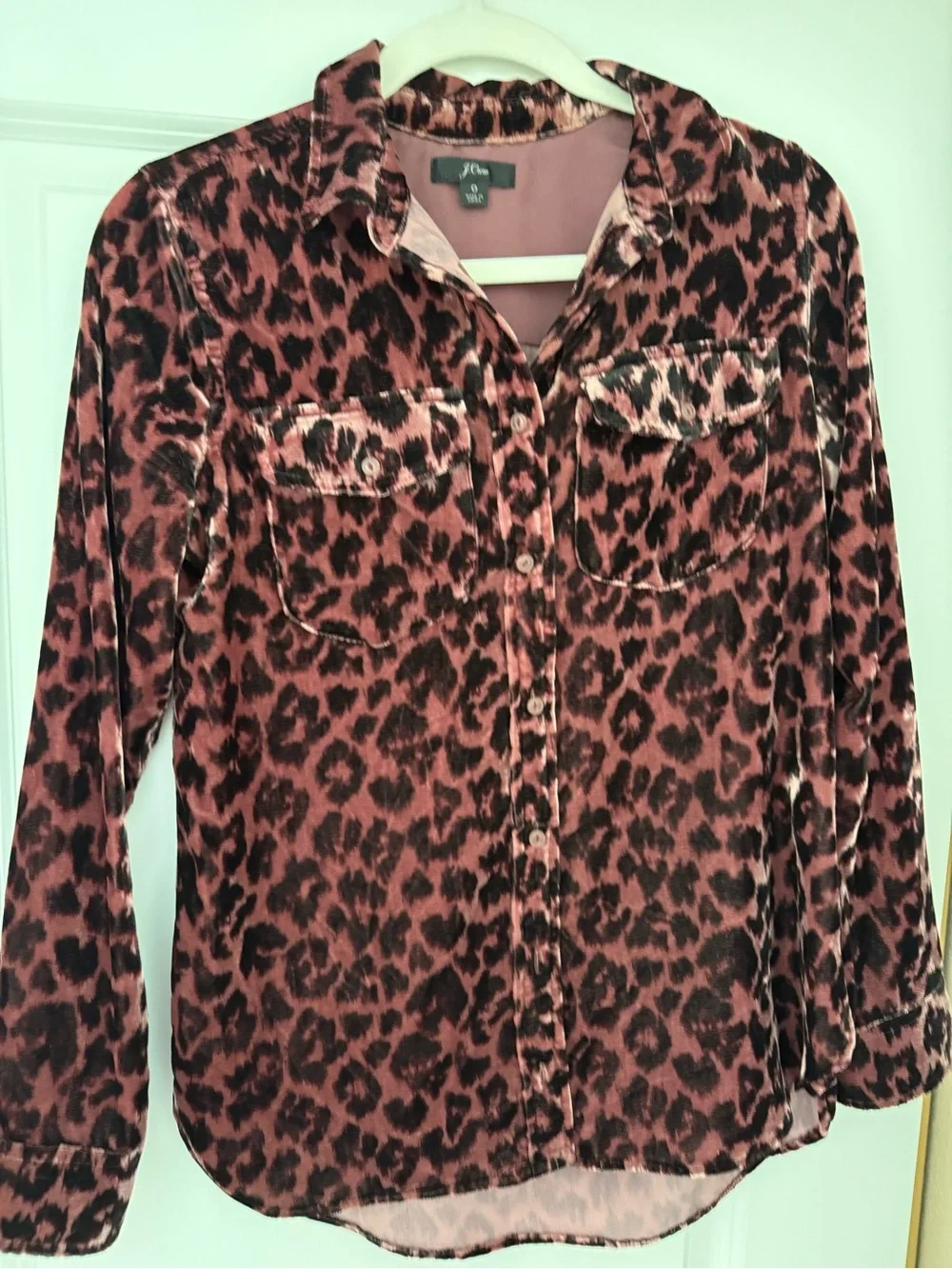 J. Crew Velvet Leopard Print Button-Down Shirt